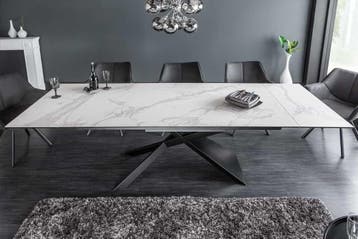 Uitschuifbare eettafel EUPHORIA 180-220-260cm marmer wit, Huis en Inrichting, Tafels | Eettafels, Ophalen of Verzenden, Nieuw