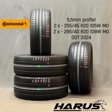 255/45/20 285/40/20 MO Continental zomerbanden 5,5mm profiel, Auto-onderdelen, Banden en Velgen, Gebruikt, 285 mm, Ophalen of Verzenden