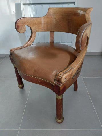 Fauteuil - hout leer