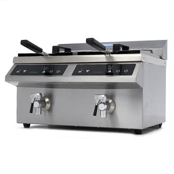 Inductie frituurpan | 60–190°C | RVS | 2 x 8 liter bakken |, Zakelijke goederen, Verzenden, Nieuw in verpakking