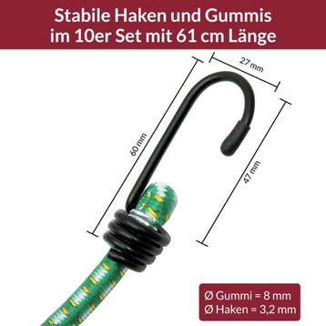 Bagagespin Met Haken 10 stuks Elastiek/Metaal 61cm, Auto diversen, Verzenden, Nieuw