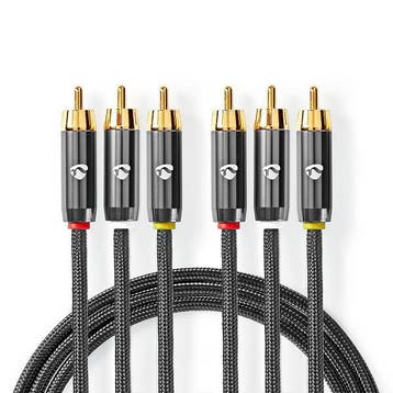 Composiet AV kabel | Nedis | 2 meter, Audio, Tv en Foto, Audiokabels en Televisiekabels, Verzenden, Nieuw