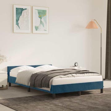 Bedframe 120x190cm Donkerblauw | Retourdeal 47% Korting, Blauw, Zo goed als nieuw, Twijfelaar, 120 cm