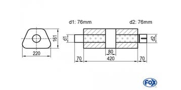 FOX Uni-geluiddemper trapeziumvormig met kamer + sok - Afwij, Verzenden, Nieuw