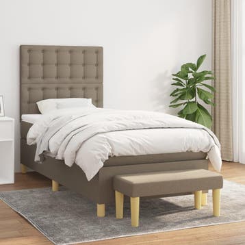 vidaXL Boxspring met matras stof taupe 90x190 cm, 90 cm, Eenpersoons, Verzenden, Nieuw