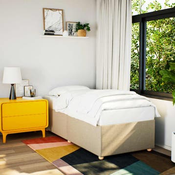 vidaXL Bedframe zonder matras 80x200 cm stof crèmekleurig, Eenpersoons, Verzenden, Nieuw, 80 cm