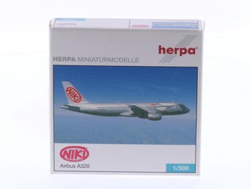 Schaal 1:500 Herpa 502245 FlyNiki Airbus A320 Reg. OE-LEA..., Ophalen of Verzenden, Zo goed als nieuw