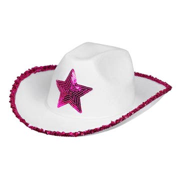 Hoed Rodeo star wit/roze, Kleding | Dames, Ophalen of Verzenden, Nieuw