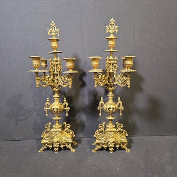 Pendule (2) Lodewijk XVI-stijl - Verguld brons - 1850-1900 -, Antiek en Kunst, Antiek | Klokken