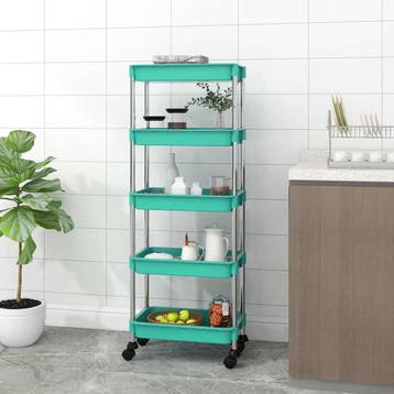 vidaXL Keukentrolley 5-laags 42x29x128 cm ijzer en ABS, Verzenden, Nieuw