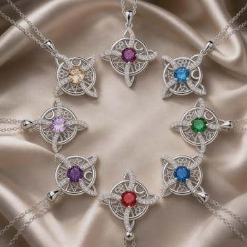 Mystieke Wicca Knoop Ketting met Kristal en Geboortesteen -, Verzenden, Nieuw