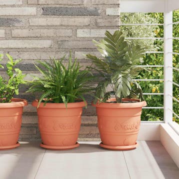 vidaXL Plantenpotten 6 st Baksteenrood Ø 30 x 25 cm, Kunststof, Minder dan 30 cm, Verzenden, Minder dan 60 cm