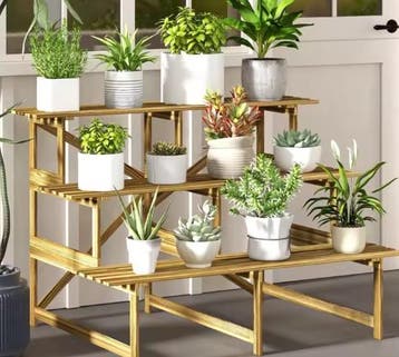 Houten Plantenrek 3 Niveaus - Bloemenstandaard Tuin Balkon, Verzenden, Nieuw