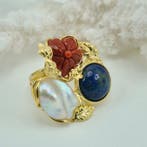 Koraal - Zilver, Verguld - Ring - CORALLO MEDITERRANEO, Antiek en Kunst