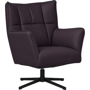 Leren draaifauteuil Lovely - Toledo Merlin (donkerpaars), Nieuw, Ophalen of Verzenden, 75 tot 100 cm, Eigentijds, Modern, Retro, Vintage