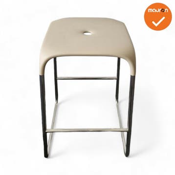 Barkruk - Design - Zandkleur - Chroom onderstel (Krukken), Werkplek, Ophalen of Verzenden, Gebruikt, Overige typen