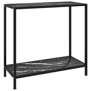 vidaXL Wandtafel 80x35x75 cm gehard glas zwart, Verzenden, Nieuw, Glas, 60 cm of meer