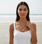 Ketting met zeesterren en schelpen, Nieuw, Ophalen of Verzenden, Goud, Overige materialen