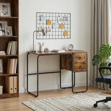 vidaXL Bureau met opbergruimte Gerookt eiken 100 x 50 x 75, Verzenden, Nieuw