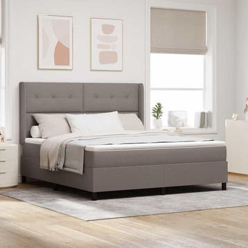 vidaXL LED Box Spring Bed met hoofdeinde Taupe 180 x 200 cm, Verzenden, Nieuw, Stof
