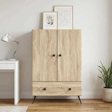 vidaXL Dressoir Sonoma Eiken 66 x 34,5 x 95 cm Bewerkt hout, Verzenden, Nieuw, Overige houtsoorten, Minder dan 50 cm