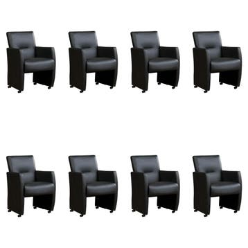 Set van 8 Leren eetkamerstoelen Pleasure - Toledo Pacific, Ophalen of Verzenden, Nieuw, Leer