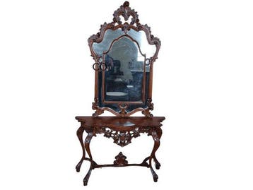 Kabinet - Hout - spiegel en console