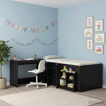 vidaXL Bed Bureau Zwart eiken Bewerkt hout 100 x 45 x 75 cm, Verzenden, Nieuw