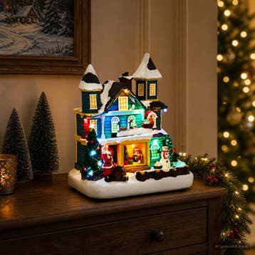 vidaXL Kerstdorp met slee SALO 19 x 13 x 24 cm Kunststof, Verzenden, Nieuw