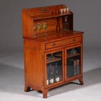 Beschilderd satijnhouten drankenkastje met verstelbare plank, Ophalen of Verzenden