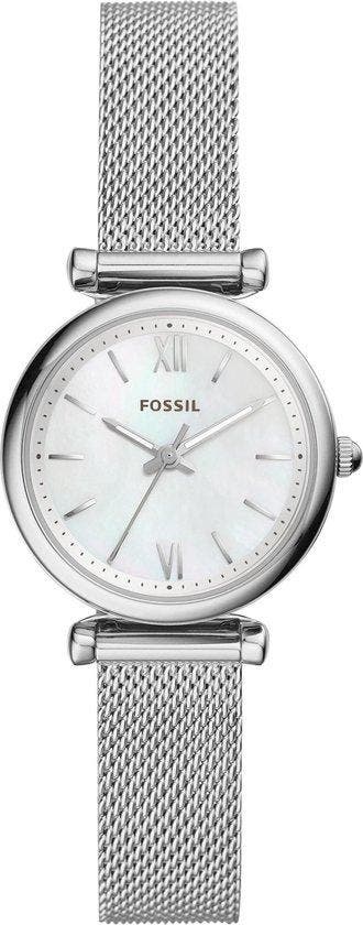 Fossil Carlie ES4432 Dameshorloge 28 mm - Zilverkleurig, Verzenden, Nieuw