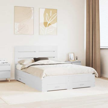 vidaXL Bedframe met lade met hoofdeinde Wit 160 x 200 cm, Verzenden, Nieuw, Wit, Hout