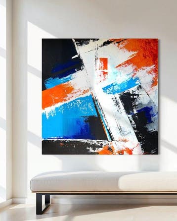 Cristina Talea - BLUE, ORANGE and BLACK ABSTRACT XL