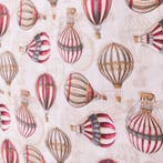 BA147 - Decoratief stof met mongolfieren – Vintage reisstijl, Antiek en Kunst
