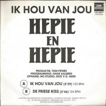 vinyl single 7 inch - Hepie En Hepie - Ik Hou Van Jou, Verzenden, Zo goed als nieuw, 7 inch, Nederlandstalig