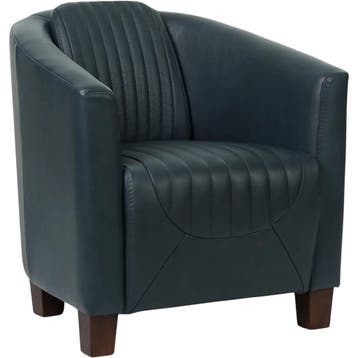 Leren fauteuil Press Special - Granada Blue (blauw) - Poten, Nieuw, Ophalen of Verzenden, Eigentijds, Klassiek, Retro, Romantisch, Vintage