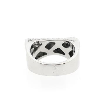 Witgouden pavéring met zwarte moissanite en diamanten; Ca.., Gebruikt, Ophalen of Verzenden, 17 tot 18, Met edelsteen