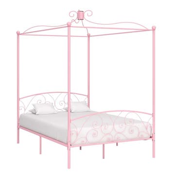 vidaXL Hemelbedframe metaal roze 140x200 cm, Huis en Inrichting, Verzenden, 140 cm, 200 cm, Metaal