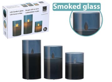 Arti Casa LED Kandelaar in Glas - 3 stuks, Huis en Inrichting, Woonaccessoires | Kandelaars en Kaarsen, Verzenden, Nieuw