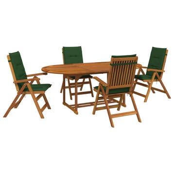 vidaXL 5-delige tuin eetset Naturel Massief Acaciahout, Tuin en Terras, Verzenden, Nieuw
