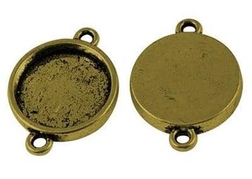 2 x Metalen Camée of Cabochon houder oogje: 2mm tray Ø15m., Ophalen of Verzenden, Nieuw, Overige typen