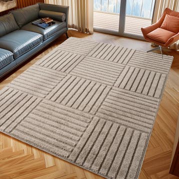 Japandi Vloerkleed | Art | Blokken | Beige | 80x250 cm, Huis en Inrichting, Stoffering | Tapijten en Kleden, Verzenden, Nieuw
