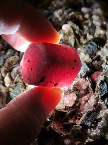 Robijn Hexagonaal - Hoogte: 2.7 cm - Breedte: 2.5 cm- 32.8 g, Verzamelen