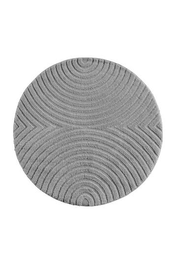 Rond Japandi Vloerkleed | Art | Bogen | Zilver | 80x80 cm, Verzenden, Nieuw
