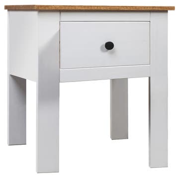 vidaXL Nachtkastje Panama Range 46x40x57 cm grenenhout wit, Minder dan 45 cm, Verzenden, Nieuw, 55 tot 70 cm