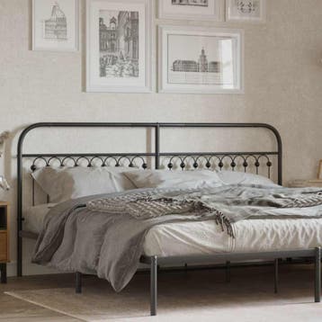 vidaXL Vervangend hoofdbord 193 cm metaal zwart, Verzenden, Nieuw, Zwart, Metaal