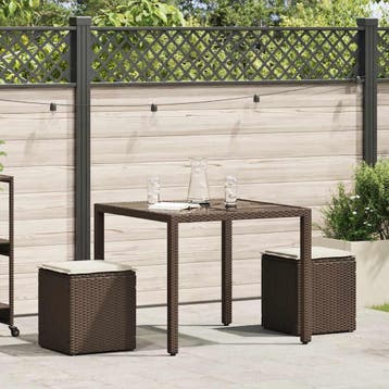 vidaXL Tuinkrukken met kussens 2 st 40x40x43 cm poly rattan, Verzenden, Nieuw