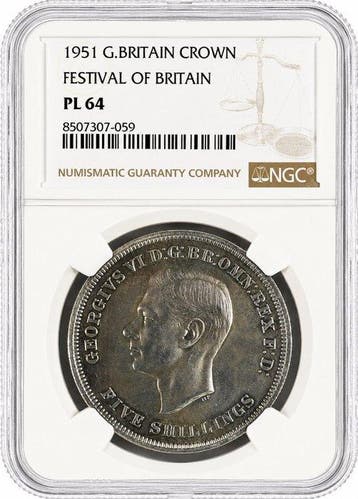 Verenigd Koninkrijk. George VI. 5 Shillings 1951 - NGC PL64