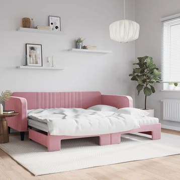 vidaXL Slaapbank onderschuifbed en matrassen 100x200 cm, 100 cm, Eenpersoons, Verzenden, Nieuw