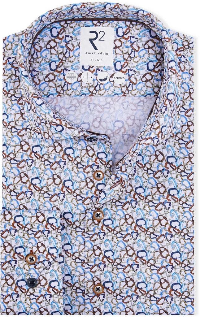 R2 Knitted Overhemd Carabiner Multicolour maat 45 Heren, Kleding | Heren, Overhemden, Nieuw, Verzenden